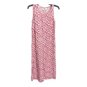 90’s Vintage Slip/Smock Pink Floral Sleeveless 100% Rayon Dress Size 10